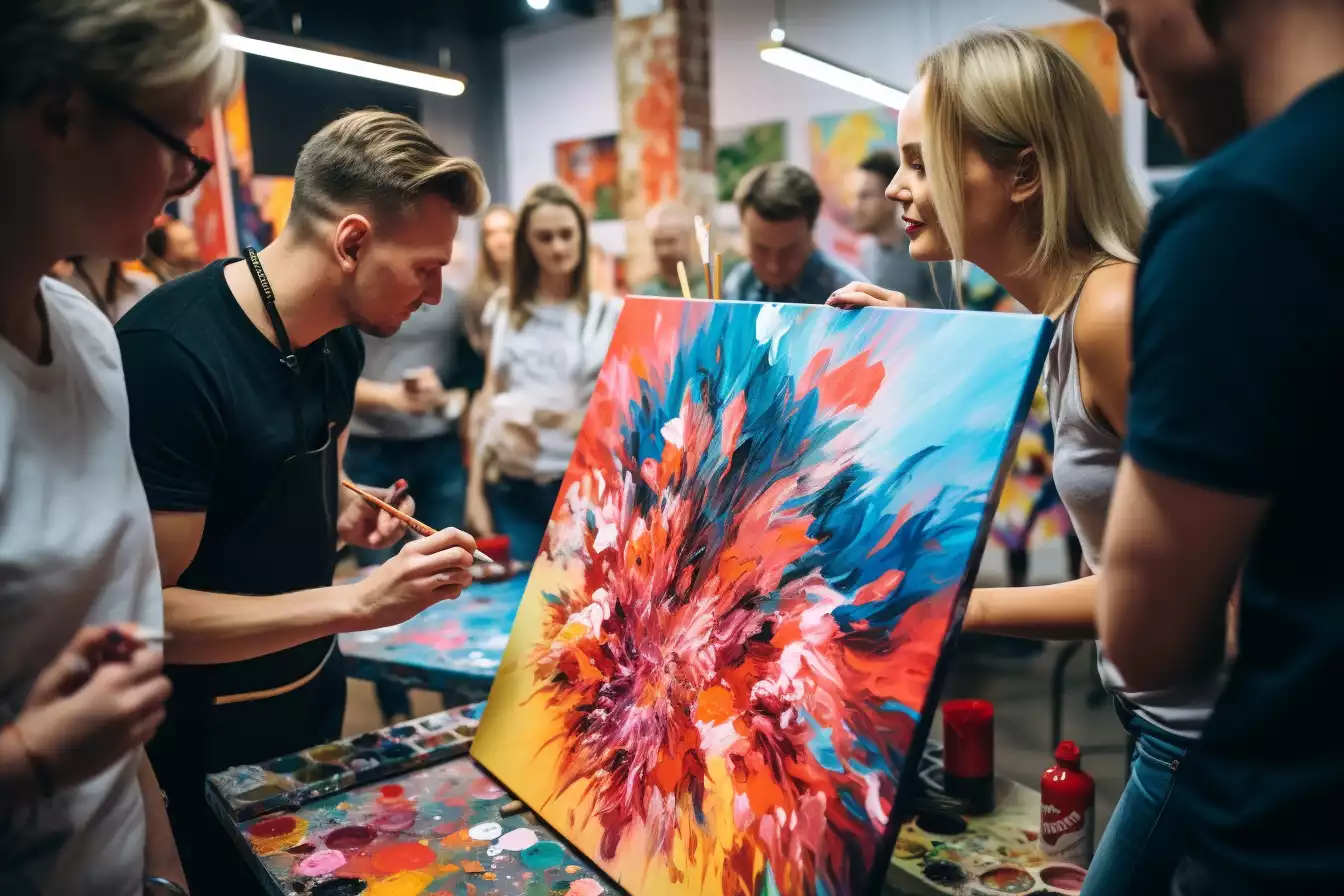 atelier peinture dripping collectif team building 2 1