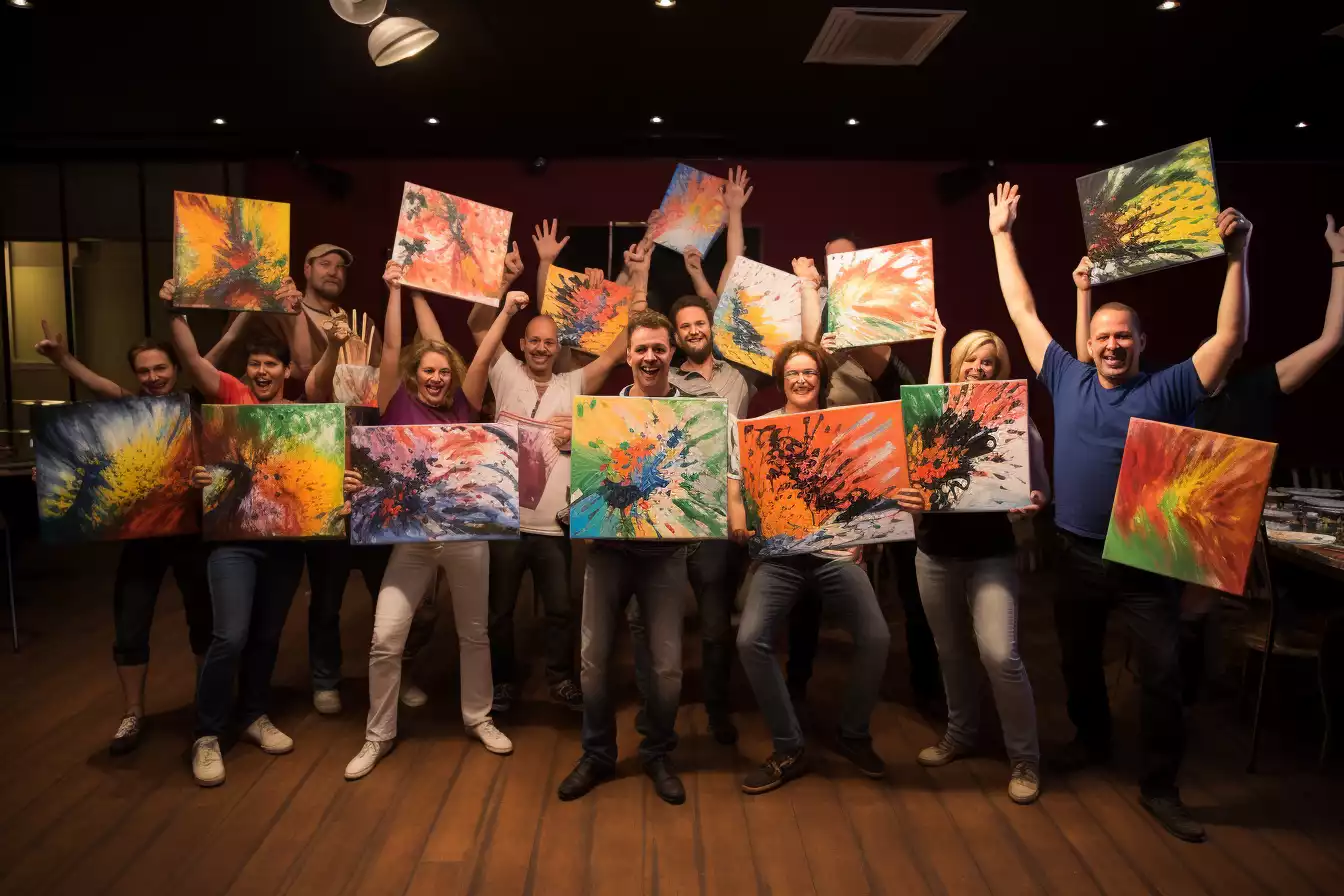atelier peinture dripping collectif team building 3 1